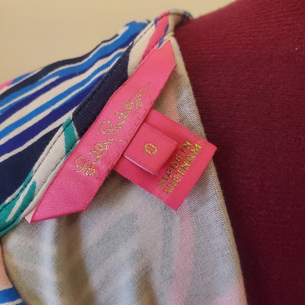 Lilly Pulitzer Pink & Blue Maribella Wrap Maxi Dress Sz 0 - Picture 10 of 11